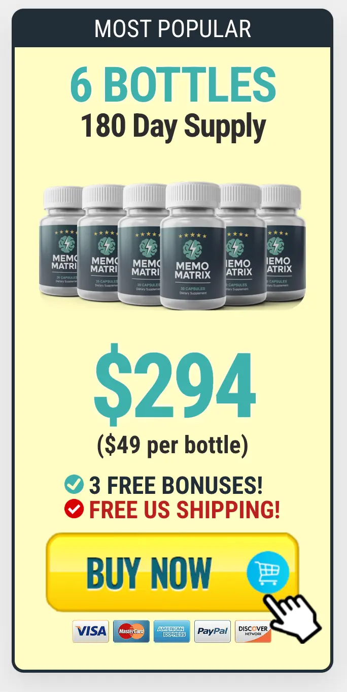 Memo Matrix 6-bottle pack — six-month supply with free US shipping plus bonuses