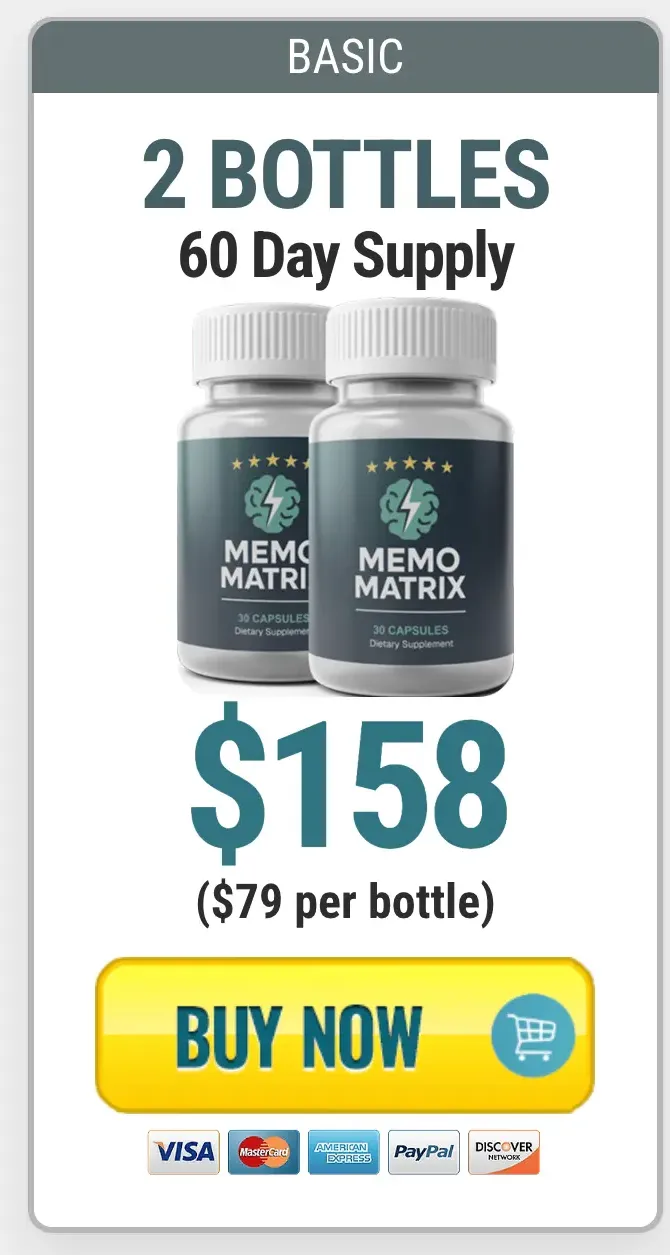 Memo Matrix 2-bottle pack — two-month supply backed by the 60-day refund promise