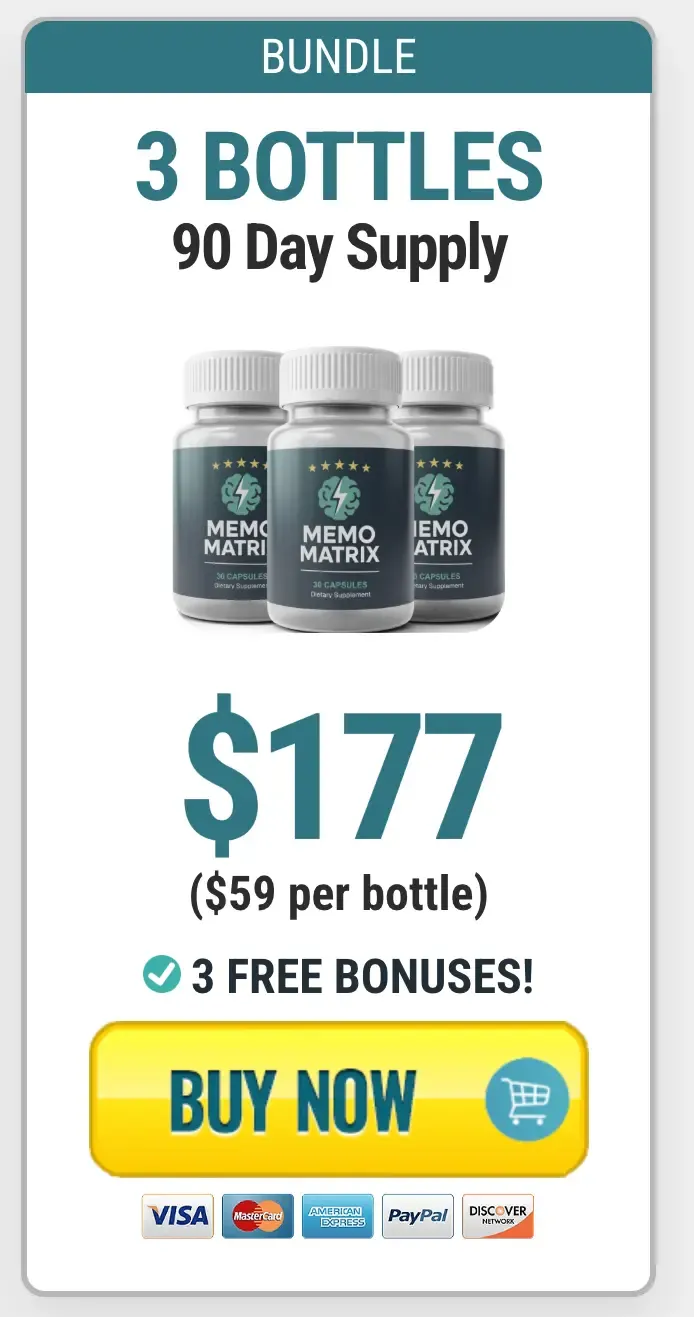 Memo Matrix 3-bottle pack — three-month supply with complimentary digital bonuses
