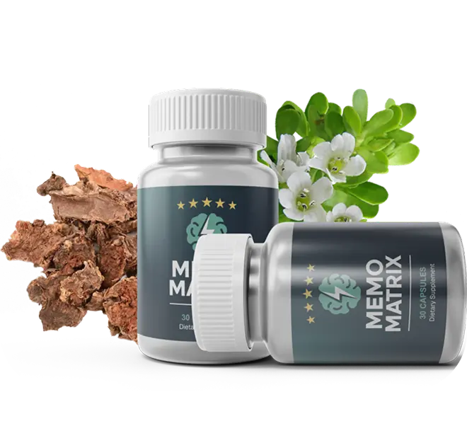 Memo Matrix bottle showing 30-capsule count and full supplement facts panel